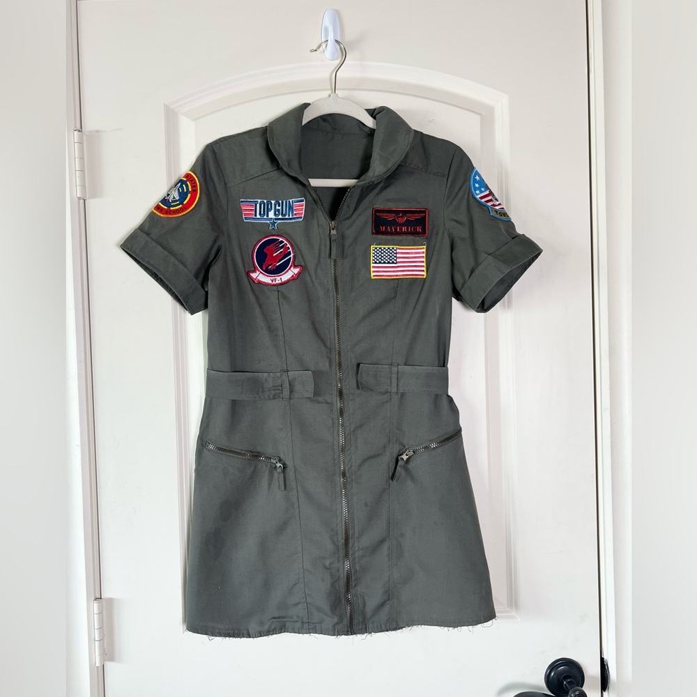 Leg Avenue Top Gun Flight Dress Women’s Military Green Costume Jumpsuit L